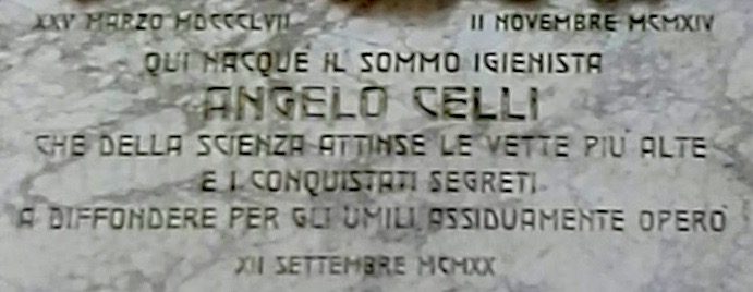 Epigraph on the facade Angelo Celli's birthplace 2.jpg